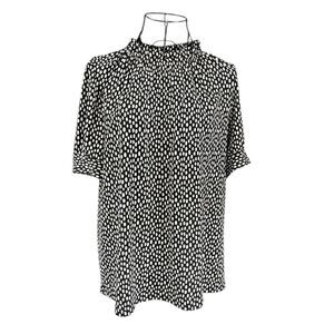 Adrianna Papell Top Black & White Dots Stretch Size Medium